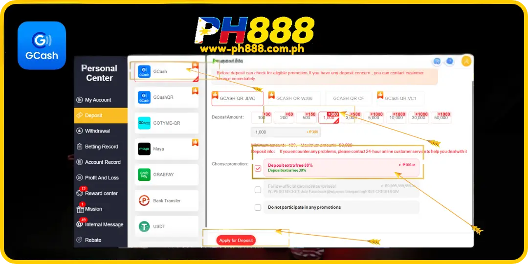 How to Deposit Money at PH888